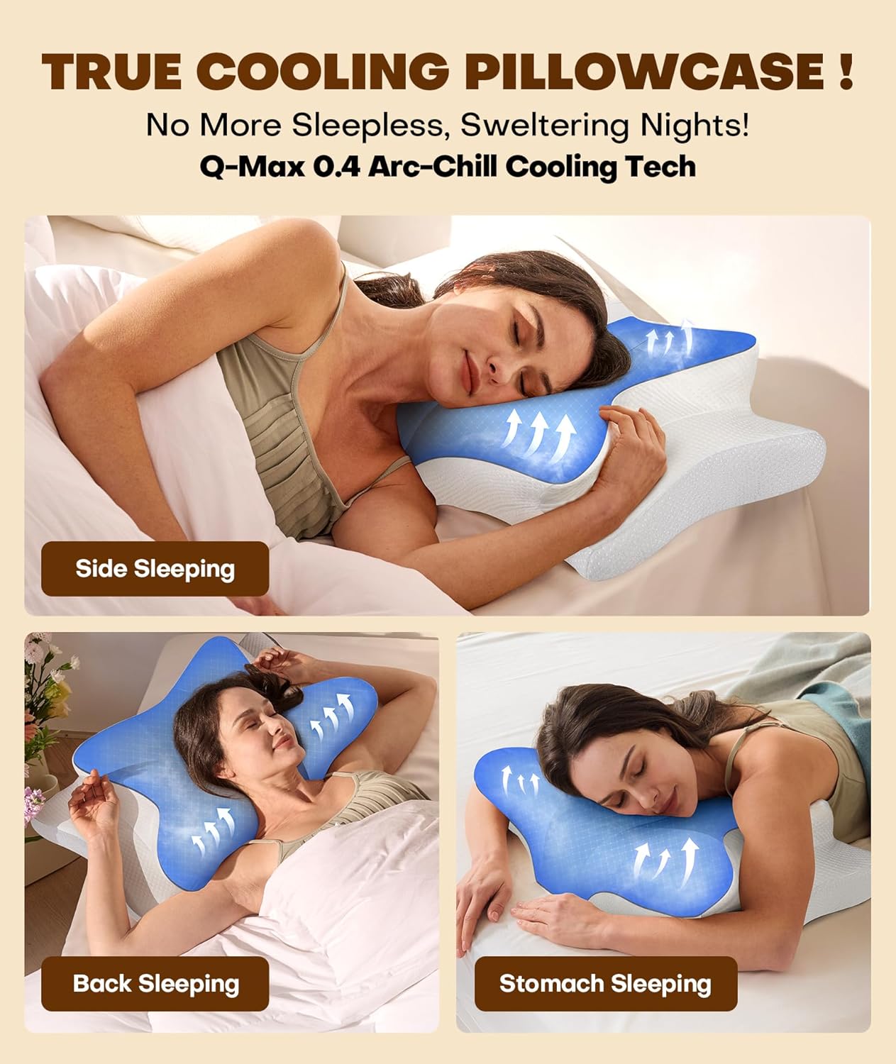 Orthopedic contour pillow in white for side sleepers