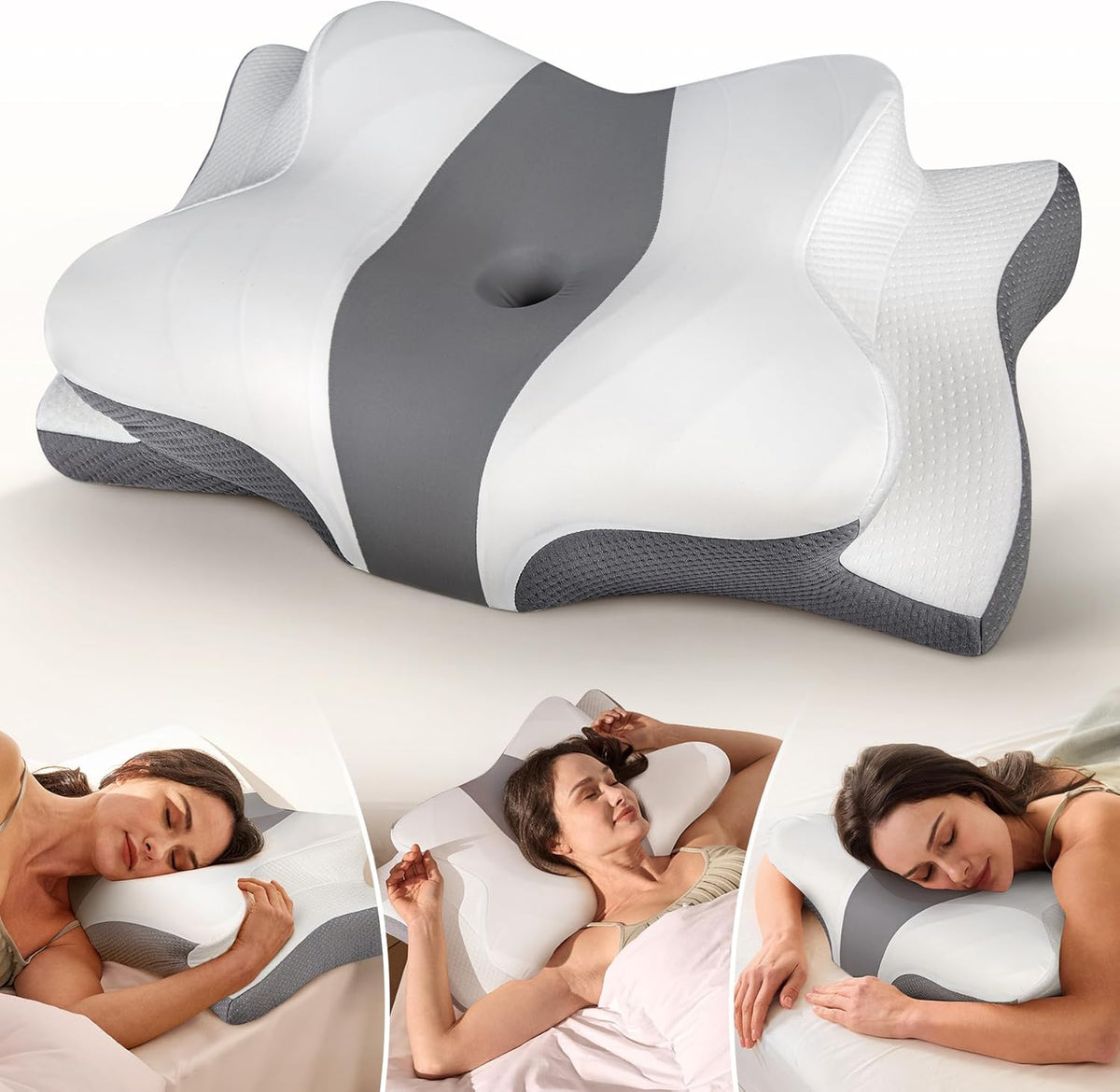 Vendria grey cooling cervical pillow for restful sleep