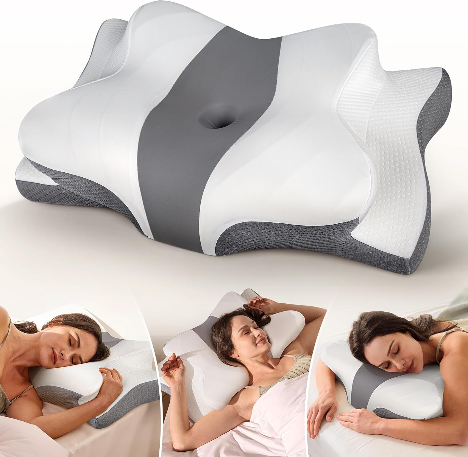 Vendria grey cooling cervical pillow for restful sleep