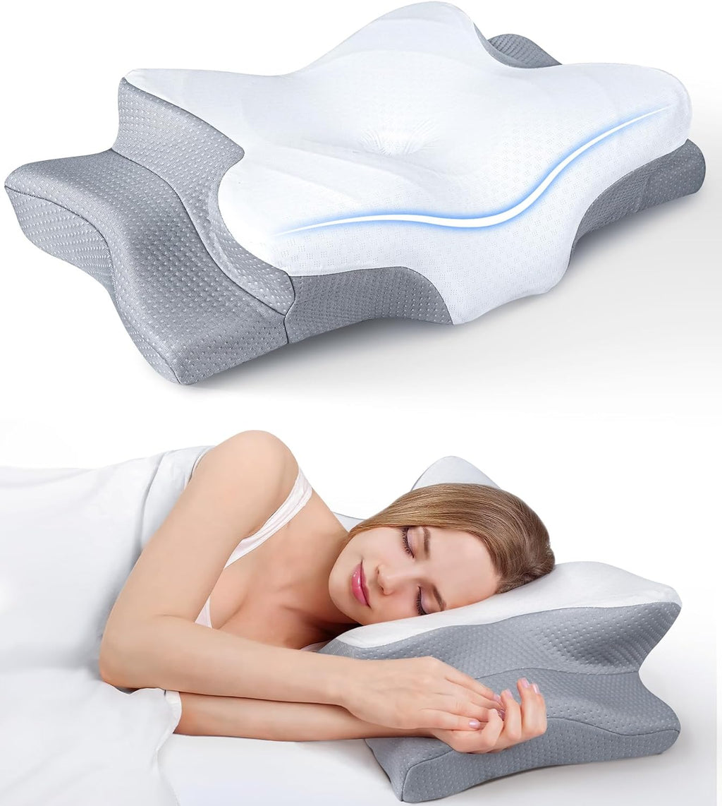 Vendria grey cooling cervical pillow for sleep