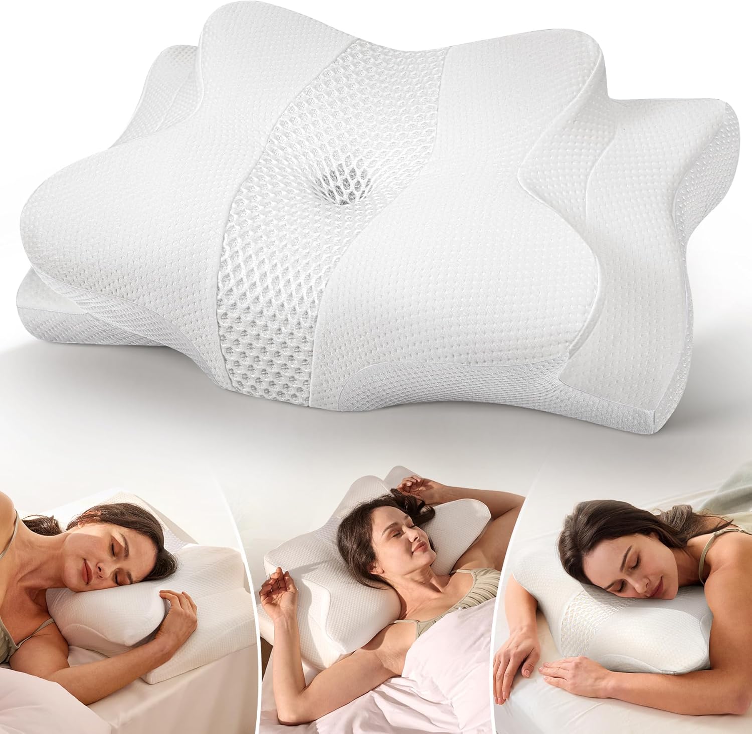 Vendria white cooling cervical pillow for neck support