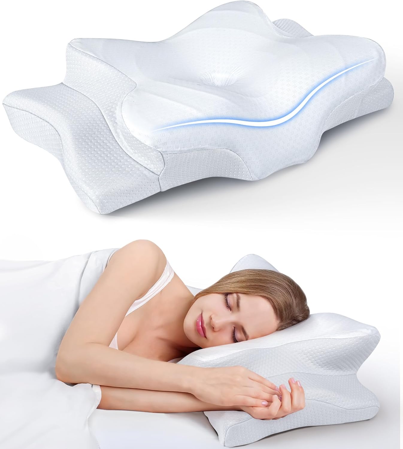 Vendria white cooling cervical pillow for sleep